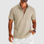 Caleb - Men's Classic Short Sleeve Henley Shirt with Pocket