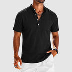 Caleb - Men's Classic Short Sleeve Henley Shirt with Pocket