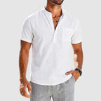 Caleb - Men's Classic Short Sleeve Henley Shirt with Pocket