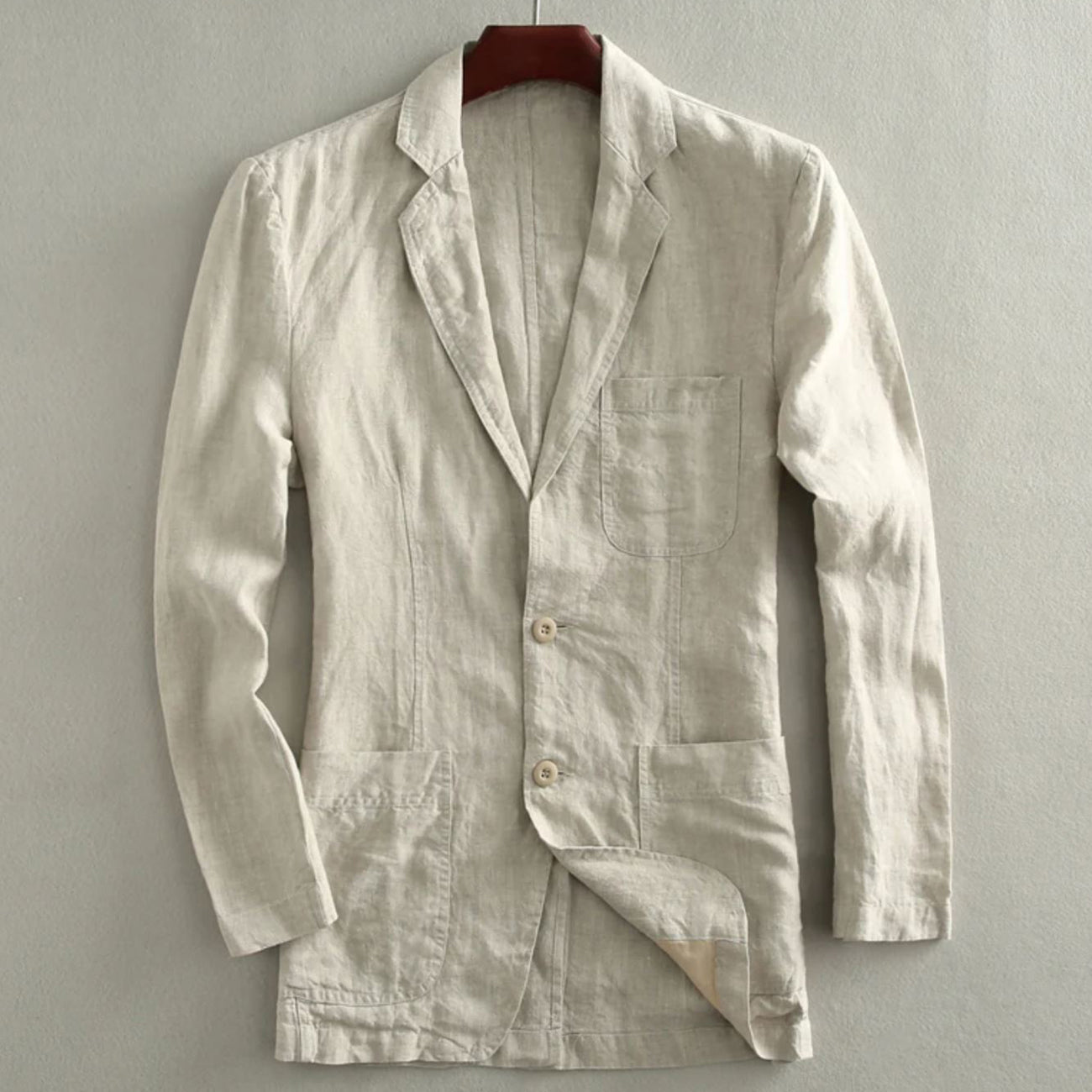 Caleb - Men's Linen Casual Patch Pocket Blazer
