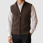 Caleb - Men's Marled Knit Vest with Full-Length Zip