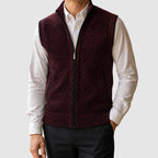 Caleb - Men's Marled Knit Vest with Full-Length Zip