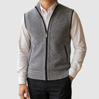 Caleb - Men's Marled Knit Vest with Full-Length Zip