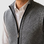 Caleb - Men's Marled Knit Vest with Full-Length Zip
