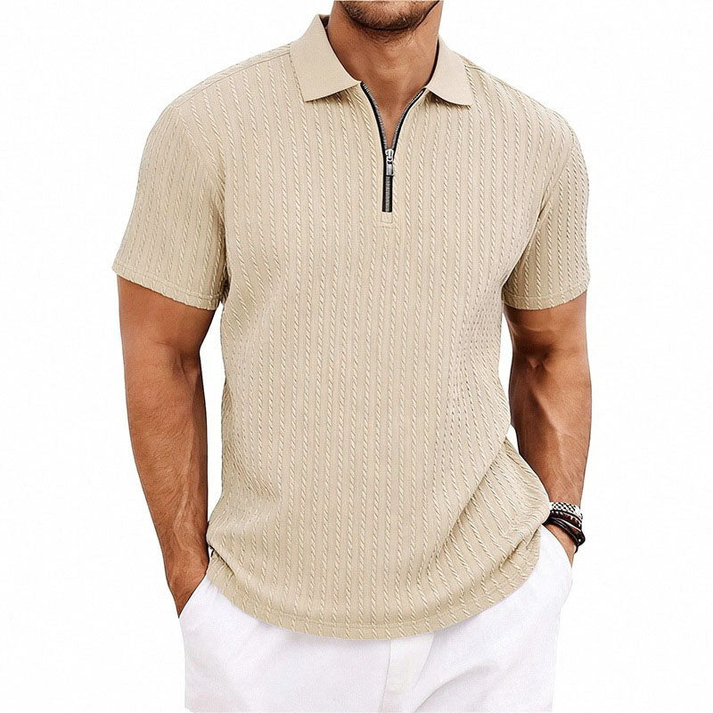Caleb - Men's Casual Slim-Fit Textured Polo Shirt
