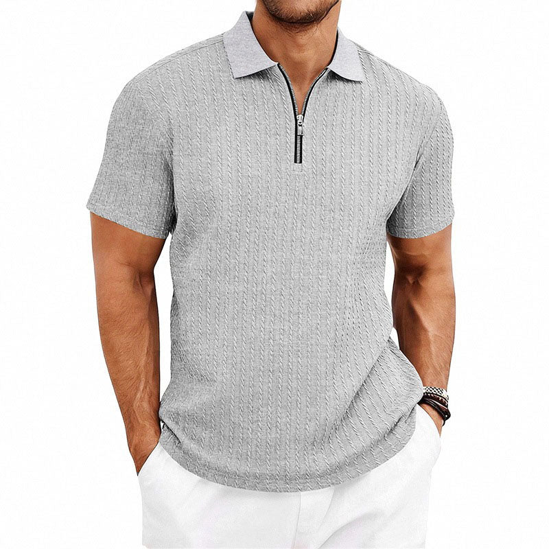 Caleb - Men's Casual Slim-Fit Textured Polo Shirt