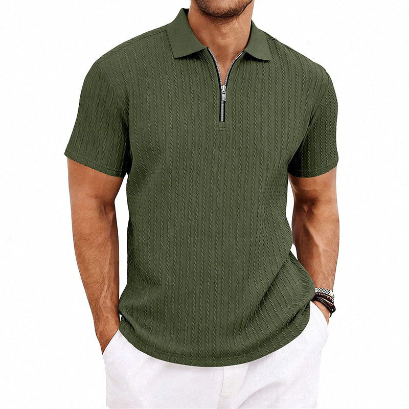 Caleb - Men's Casual Slim-Fit Textured Polo Shirt