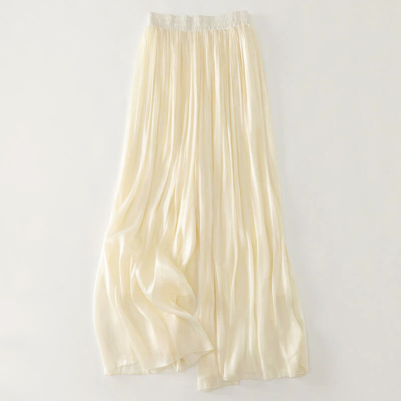 Callie - Women’s Satin-Look Pleated Wide-Leg Pants
