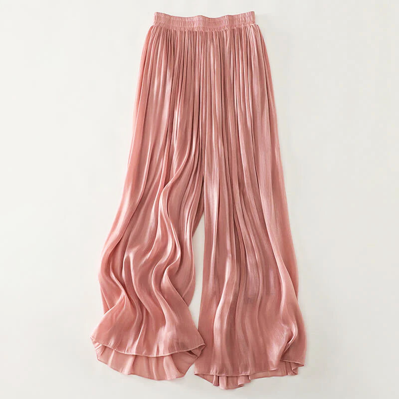 Callie - Women’s Satin-Look Pleated Wide-Leg Pants