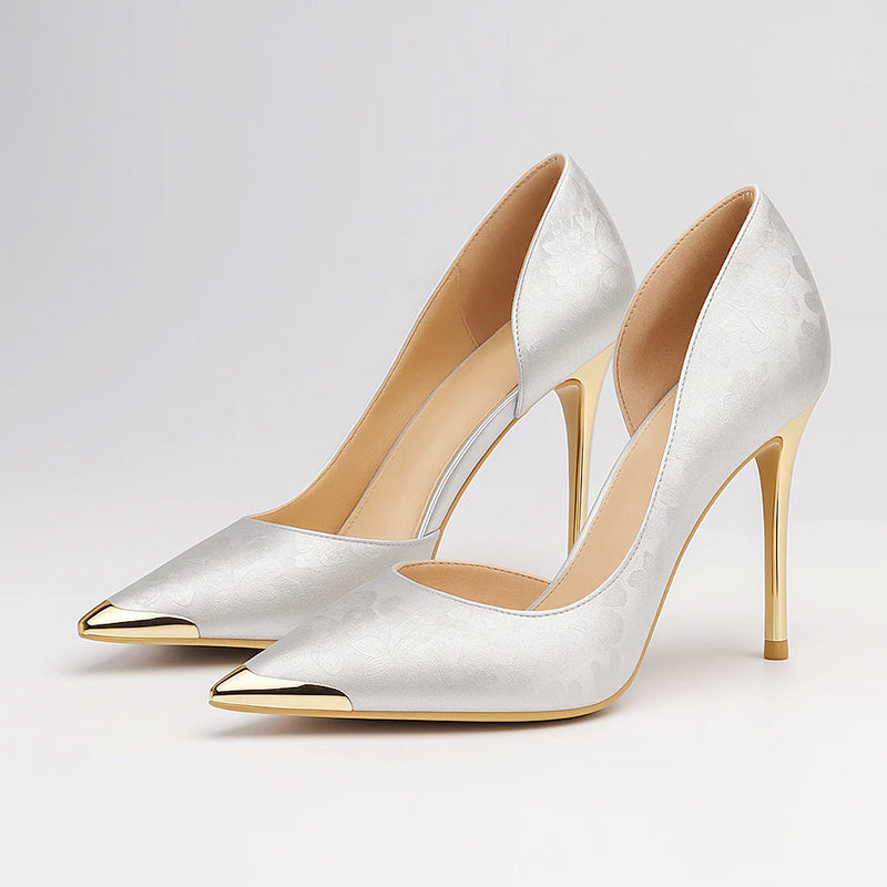 Camila - Women's Floral Satin Pointed Stiletto Heels