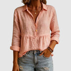 Camille - Women's Long Sleeve Cotton V-Neck Blouse