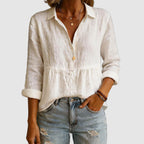 Camille - Women's Long Sleeve Cotton V-Neck Blouse