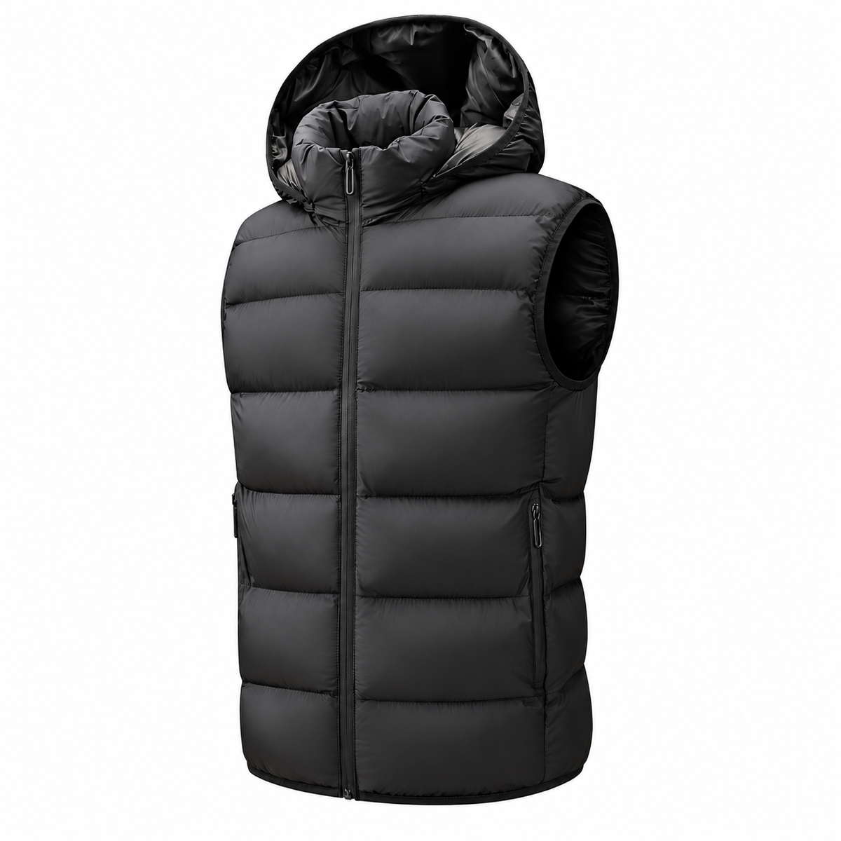 Carl - Men's Hooded Puffer Vest with Zip Front