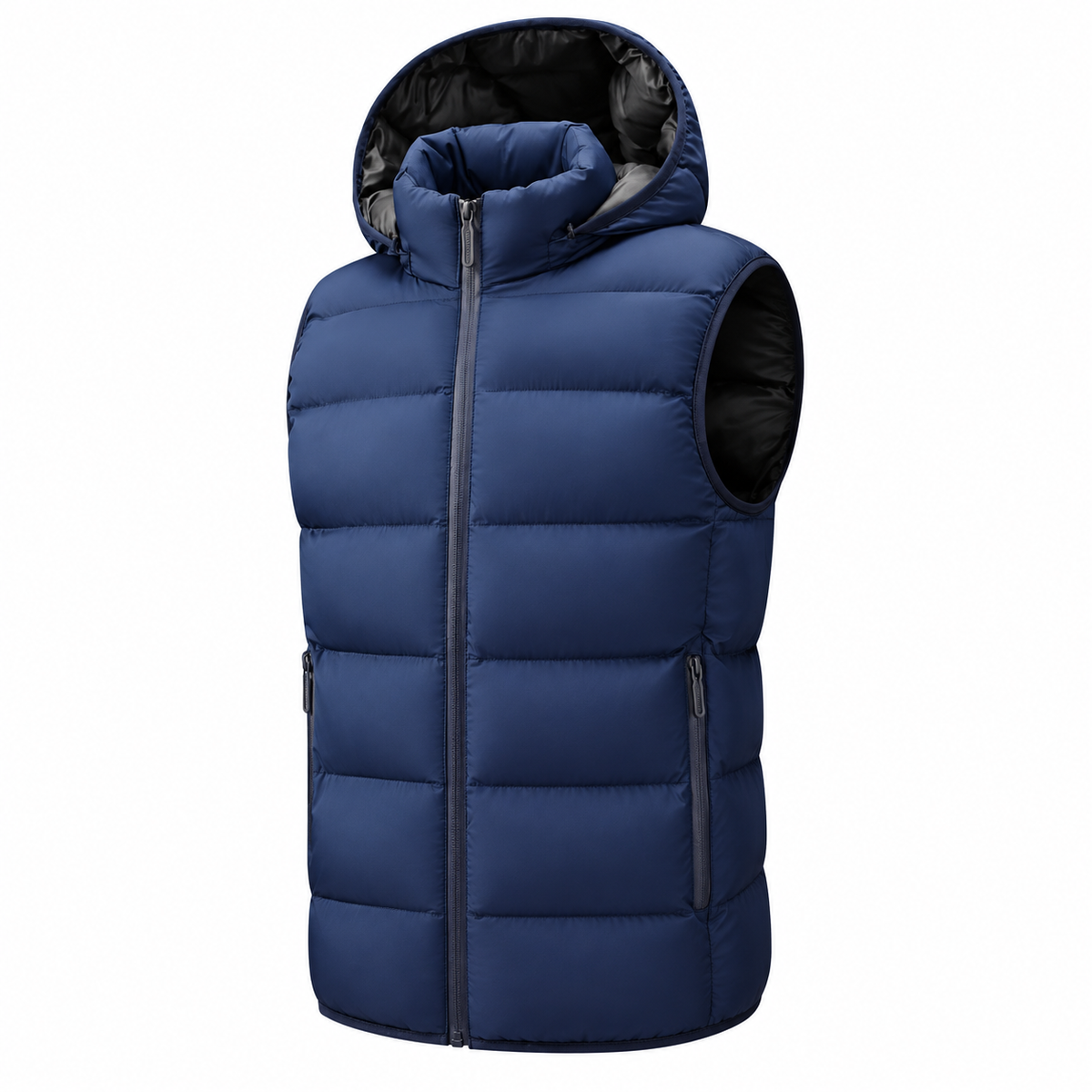 Carl - Men's Hooded Puffer Vest with Zip Front