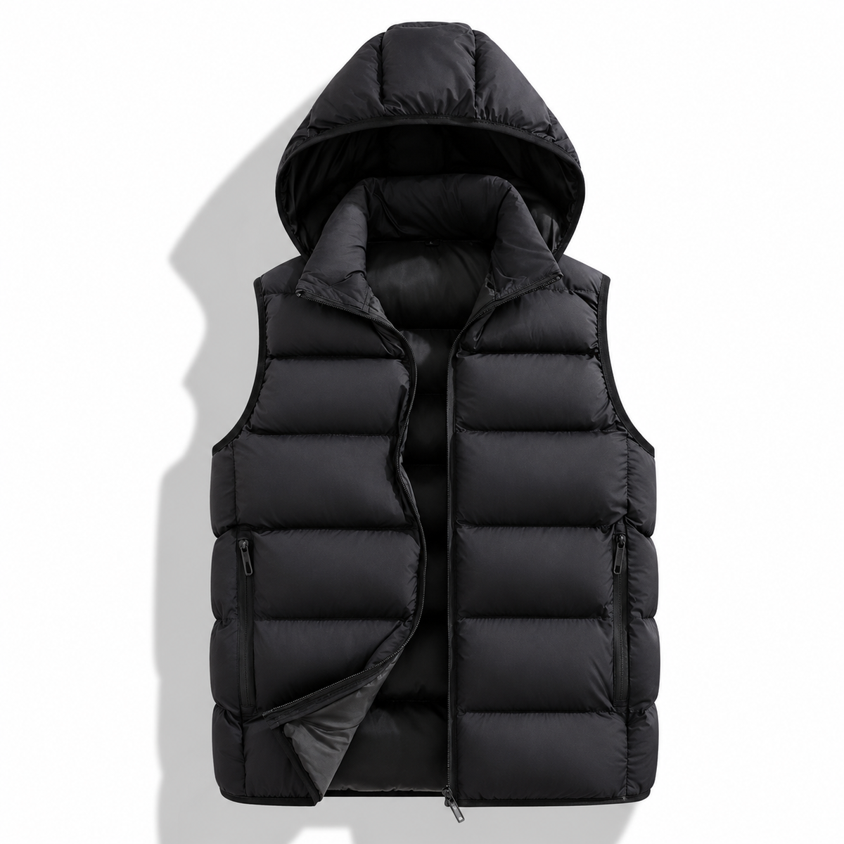 Carl - Men's Hooded Puffer Vest with Zip Front