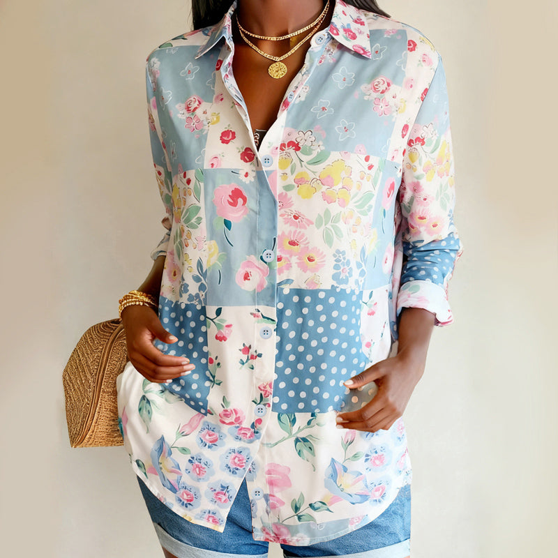 Caroline - Women's Floral Patchwork Blouse