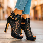 Caroline - Women's High-Top Strappy Lace Dress Heels