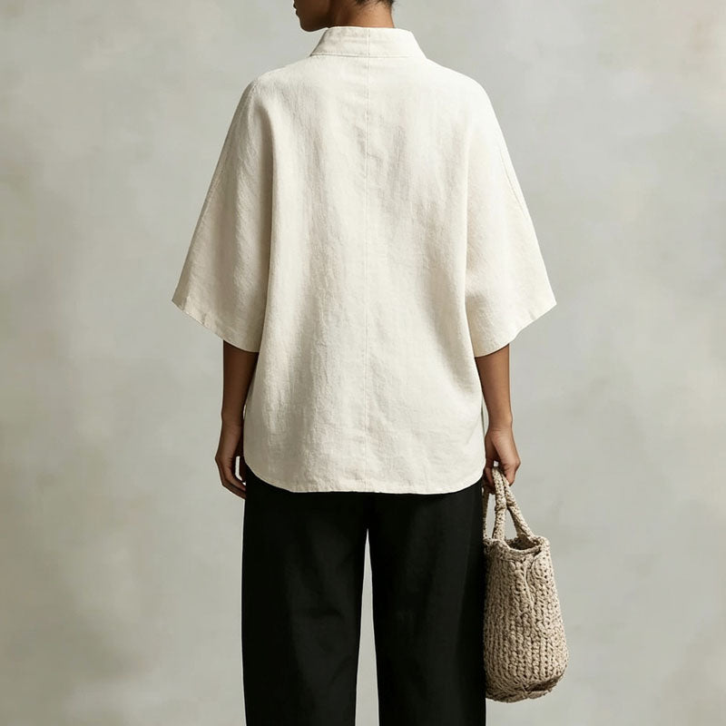 Catherine - Women's Oversized Stand Collar Blouse