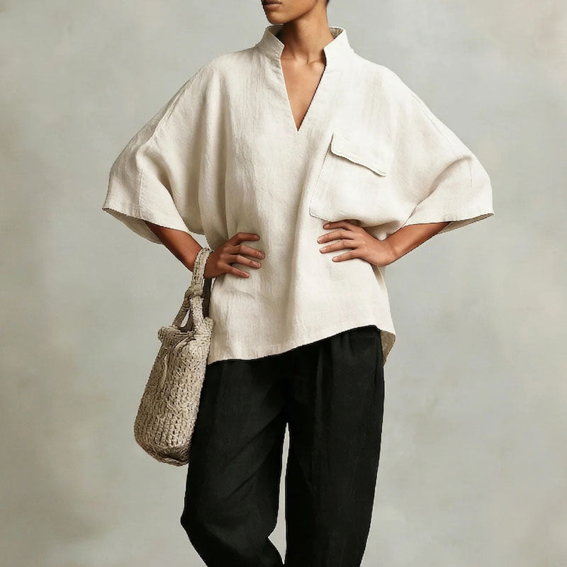Catherine - Women's Oversized Stand Collar Blouse