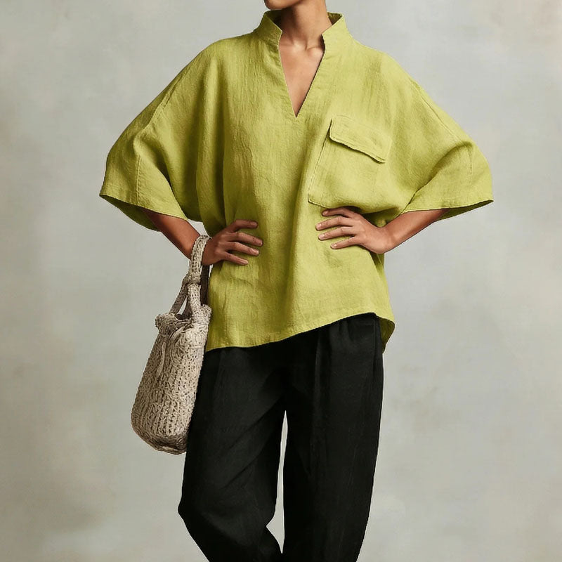 Catherine - Women's Oversized Stand Collar Blouse