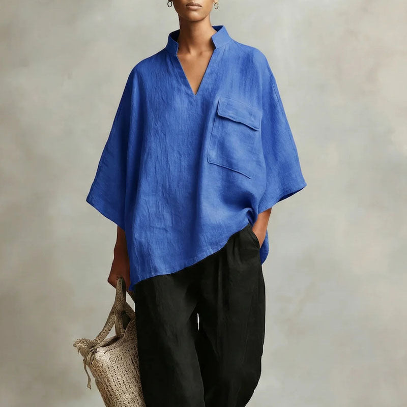 Catherine - Women's Oversized Stand Collar Blouse