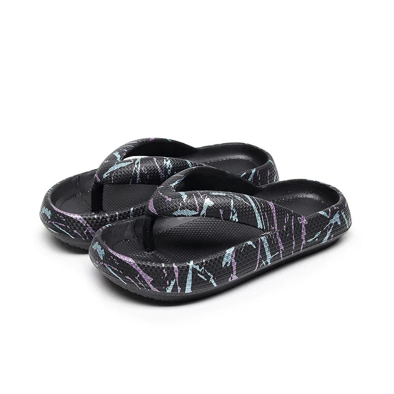 Charlee - Women's Mixed Print Platform Flip-Flops