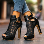 Charlotte - Women's Lace Platform Stiletto Heels