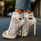 Charlotte - Women's Lace Platform Stiletto Heels