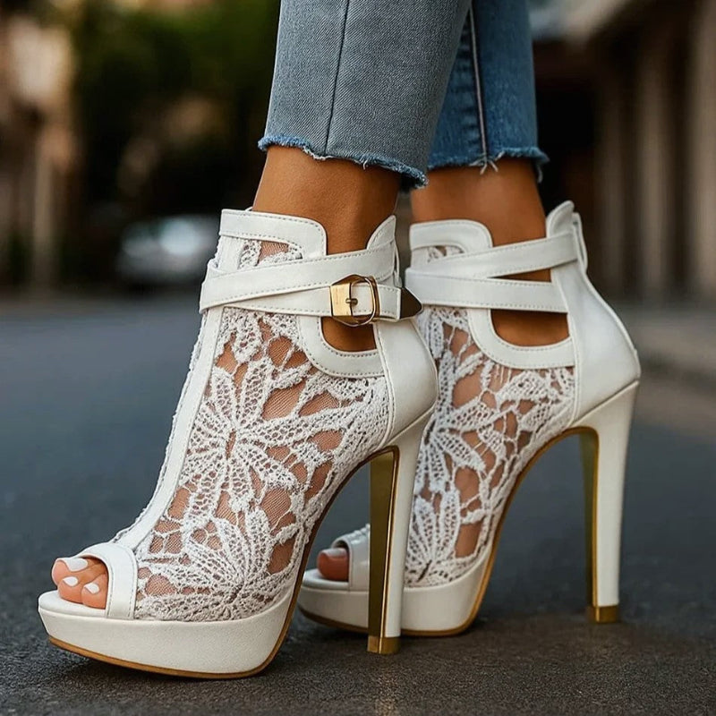 Charlotte - Women's Lace Platform Stiletto Heels
