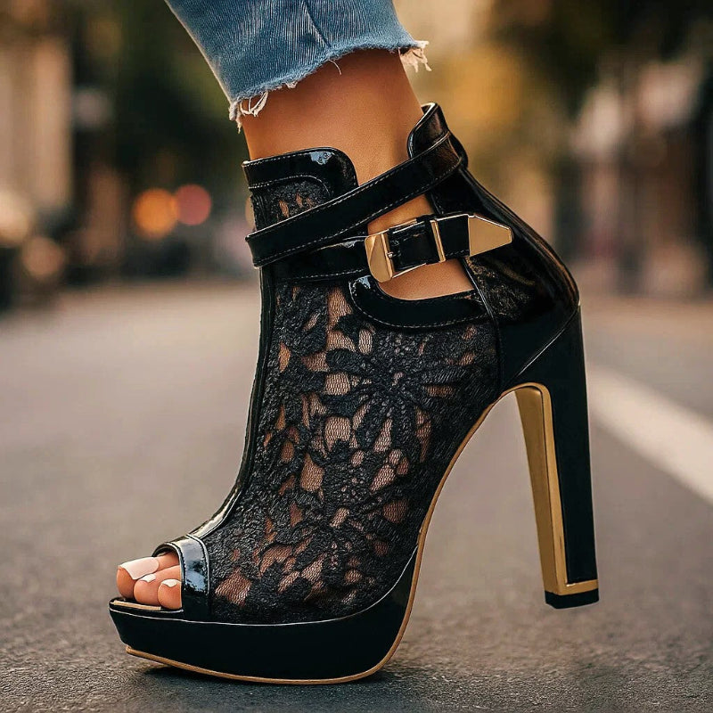 Charlotte - Women's Lace Platform Stiletto Heels