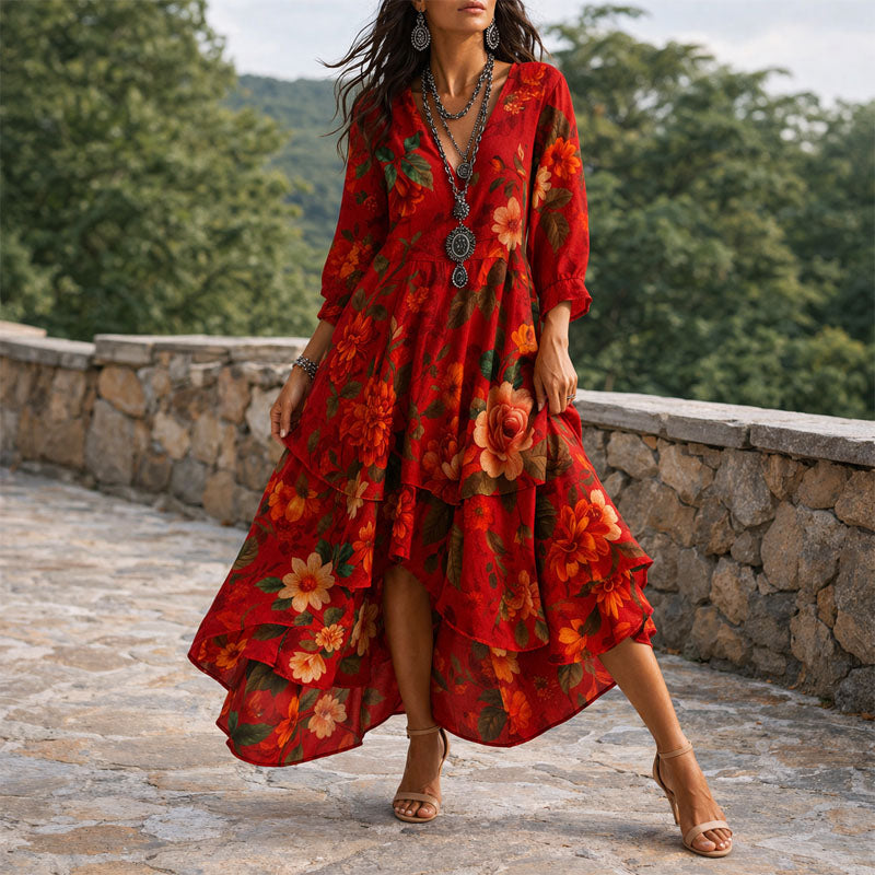 Cheyenne - Women's Flowing Floral Boho Dress
