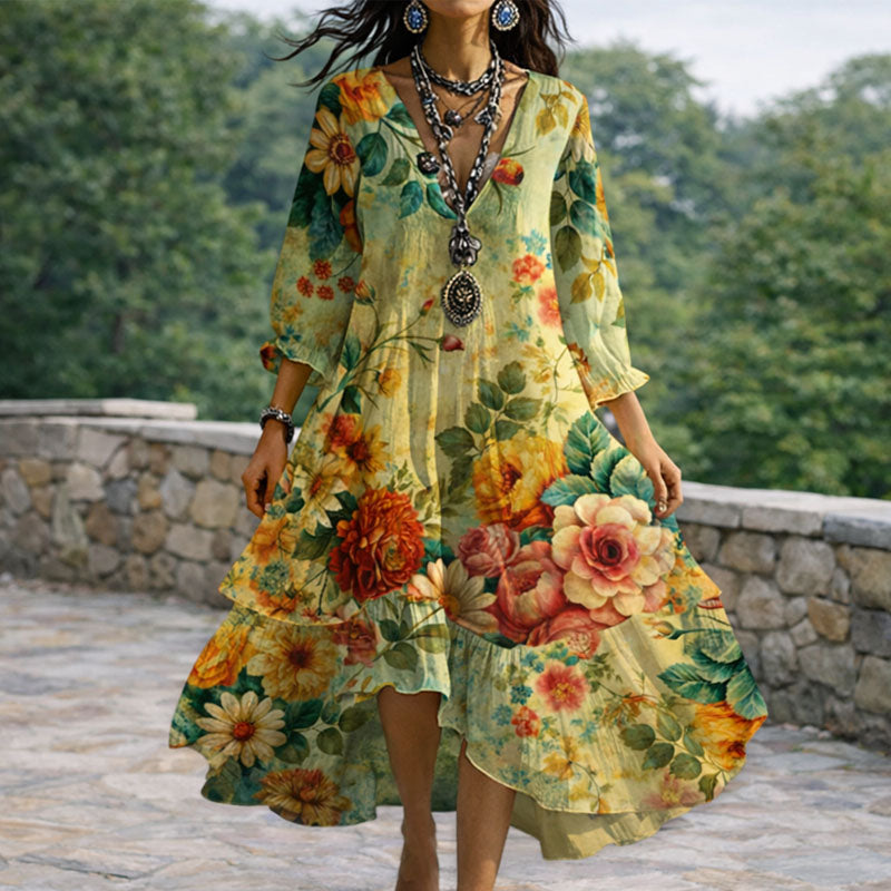 Cheyenne - Women's Flowing Floral Boho Dress