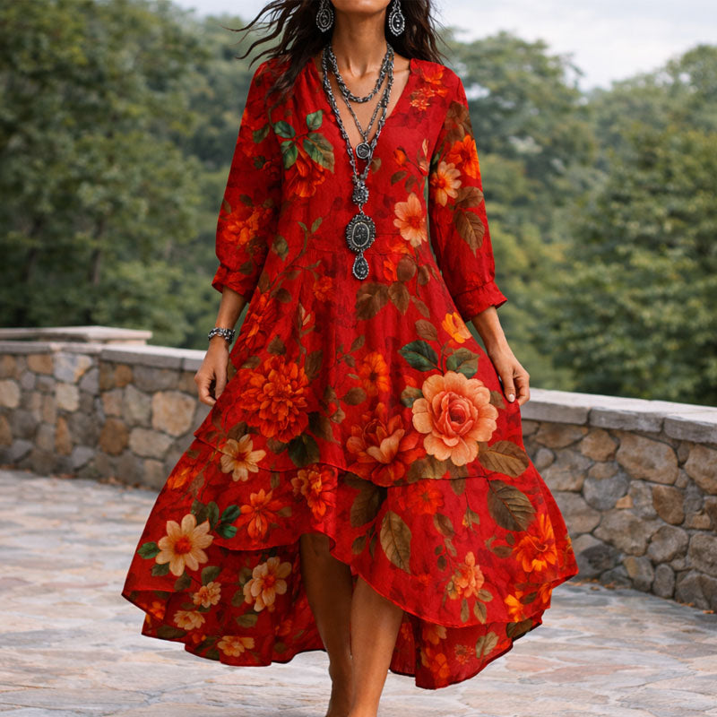 Cheyenne - Women's Flowing Floral Boho Dress