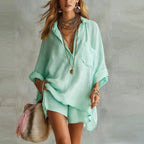 Chloe - Women's Boho Shirt and Shorts Set