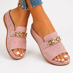 Chloe - Women's Slip-On Metallic Accent Platform Sandals