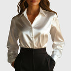 Claire - Women’s Satin Button-Down Blouse with Tailored Fit