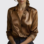 Claire - Women’s Satin Button-Down Blouse with Tailored Fit