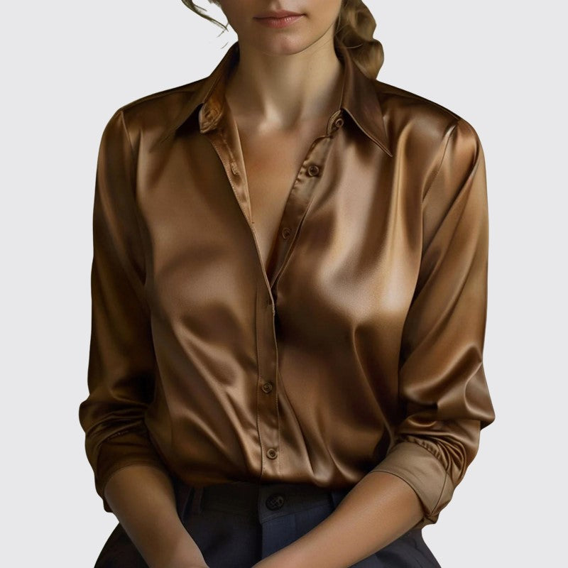 Claire - Women’s Satin Button-Down Blouse with Tailored Fit