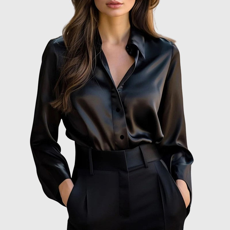 Claire - Women’s Satin Button-Down Blouse with Tailored Fit