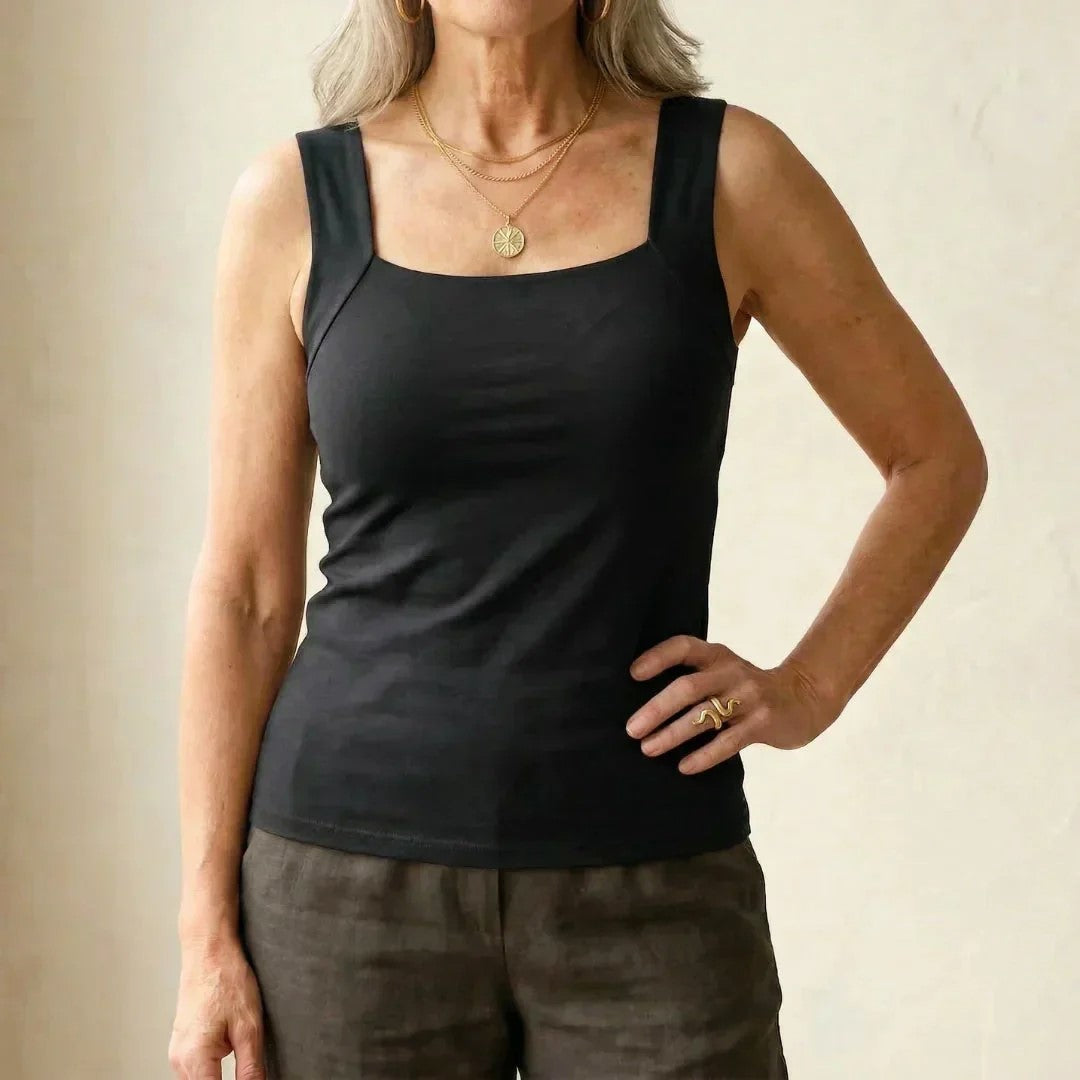 Claire - Women's Square Neck Sleeveless Fitted Tank Top