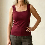 Claire - Women's Square Neck Sleeveless Fitted Tank Top