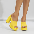 Claire - Women's Ribbed Strap Block Heel Sandals