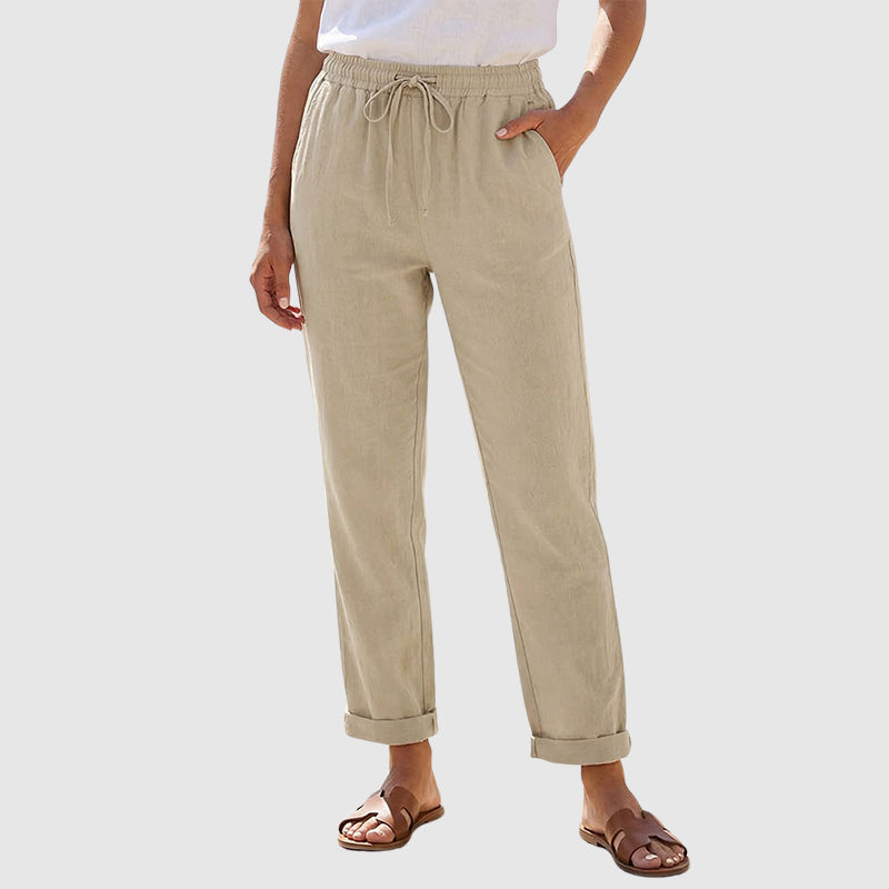 Clara - Women's Linen Elastic Waist Pants