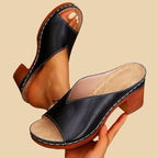 Clara - Women's V-Cut Upper Stacked Heel Slides