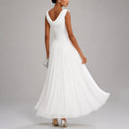 Clara - Women's Draped Boat Neck A-Line Dress