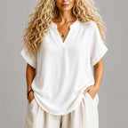 Clara - Women's Lightweight Split-Neck Summer Top