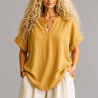 Clara - Women's Lightweight Split-Neck Summer Top