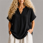 Clara - Women's Lightweight Split-Neck Summer Top
