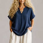 Clara - Women's Lightweight Split-Neck Summer Top