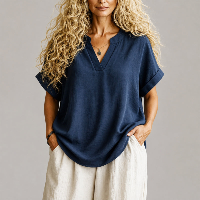 Clara - Women's Lightweight Split-Neck Summer Top